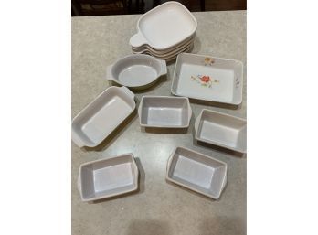 Corning Ware White Snack It Plates Tab Handle 6' Square P-185-B Set Of 5 Plus Loaf Pans
