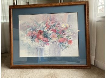 27x34 Vintage Framed Dawna Darton Signed Print Flowers Beautiful Watercolor