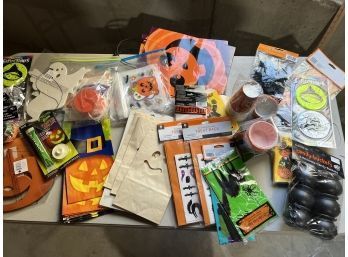 Large Lot Of Halloween Goods Incl Many Unopened, Treat Bags,  Party Supplies
