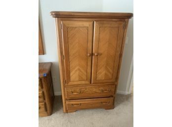 Solid Oak Wood Armoire Dresser With Drawers, Very Heavy And Sturdy