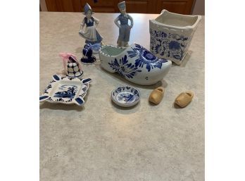 Large Lot Of Danish Collectable Figurines  Blue And White Pottery