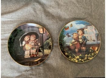 Two Vintage Hummel Little Companions 8' Collector Plates -  Stormy Weather & Surprise