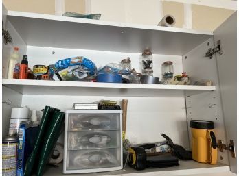 Complete Contents Of Garage Cupboard Incl Tools, Flashlights And Fasteners