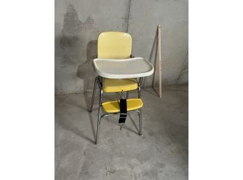 Vintage Yellow Costco Metal  Highchair  Mid Century Baby Chair