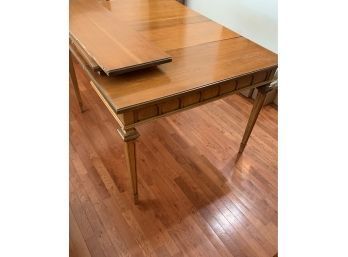 Solid Wood Carved Dining Table W Leaves