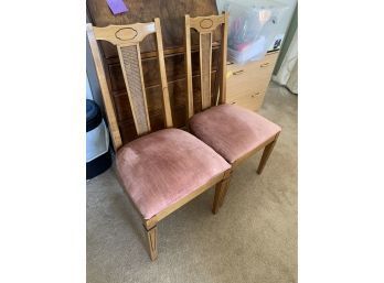 Pair Of  Vintage Pink Chair Wood Dining Chairs