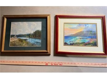 Two Landscape Art Prints With Frames