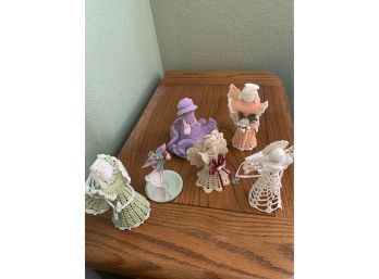 Lot Of  Starched White Crocheted Christmas Ornaments - Angels
