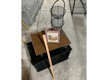 Small Rolling Cart, Folding Lap Tray, Yardstick, Basket Stand & Wall Plaque