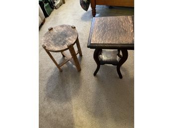 Two Solid Wooden Plant Stands Or End Tables