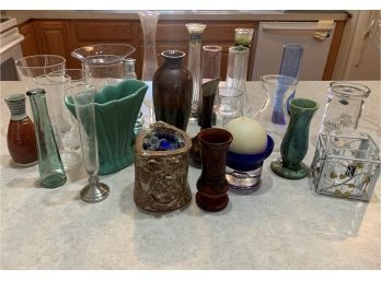 Large Lot Of Smaller Vases Bud Vase  Mostly Glass