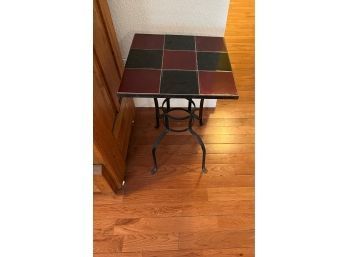 Tile Top Plant Stand/ End Table With Metal Base