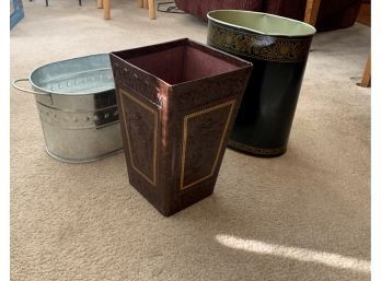 3 Metal Trash Cans/metal Containers