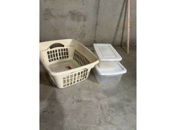 Laundry Basket And Some Other Small  Plastic Totes