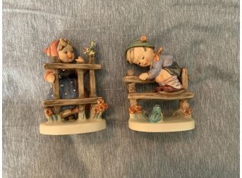 Two Vintage Hummel Figurines - Signs Of Spring & Retreat To Safety