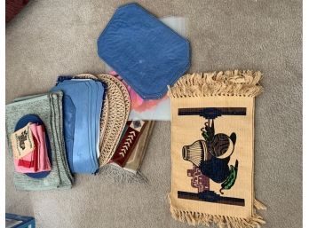 Huge Lot Of Placemats Blue And Natural Coloring