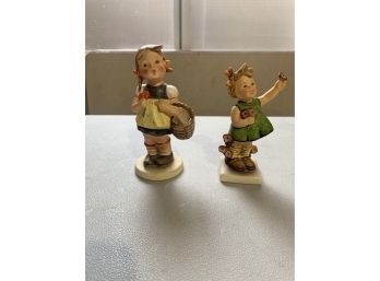 Lot Of 2 Vintage Goebel Hummel 'Sister'& 'spring Cheer' Girl Figurines