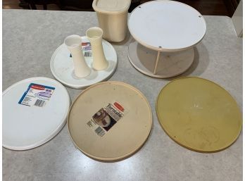 Lot Of 5 Plastic Lazy Susan's Turntables For Kitchen Cupboards