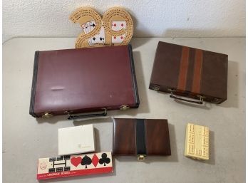 Lot Of Vintage Games In Cases.   Backgammon, Dominos, Cribbage Etc