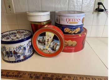 Lot Of Six Biscuit And Cookie Tins