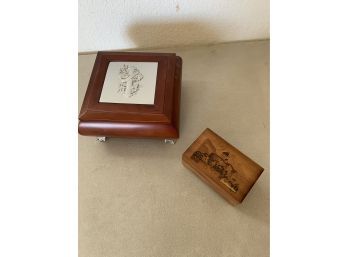Lot Of Two Wood Music Boxes