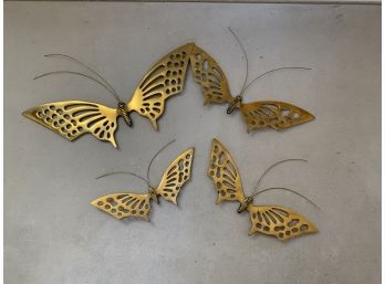 Lot Of 4 Brass Butterfly Vintage Mid Century Modern  Wall Decor