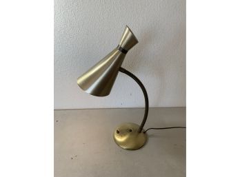 Vintage Mid Century Modern Brass Goose Neck Desk Lamp, Space Age, Atomic, Works