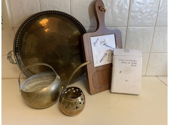 Metal Serving Tray, Small Watering Can Candle Holder And Cheese Tray