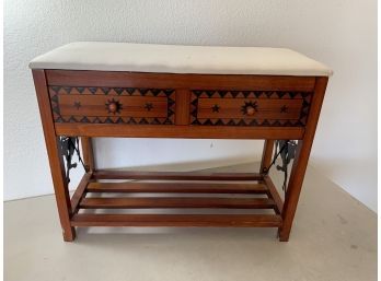 Wood Stool With Horse Motif