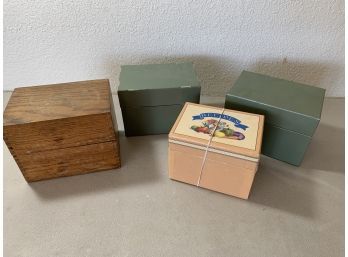 Four Vintage Recipe Boxes Two Metal And One Wood Full Of Recipes