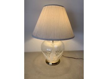 Vintage Clear Glass Lamp With Pleated Shade