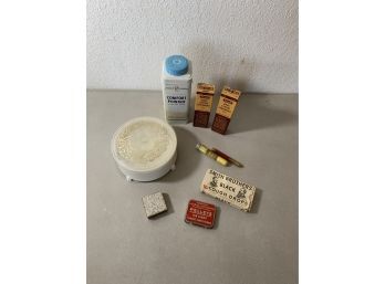 Lot Of Vintage Bathroom Tins/packing.   Incl Smith Bros Cough Drops, Baby Powder, Pillow Case Etc