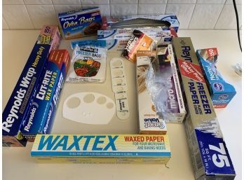 Lot Of Kitchen Paper Products.   Wax Paper, Aluminum Foil Etc