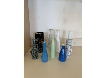 Lot Of Small Colored Bud Vases