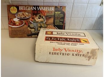 Nordic Ware Belgian Waffler Maker And Lady Vanity Electric Knife