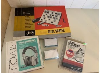 Slide Sorter, Cassettes, VCR Cleaner, Headphones In Box