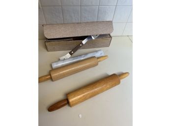 Lot Of Vintage Rolling Pins Wood And Marble