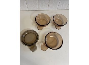 Lot Of Corning Visions Amber Glass Cookware Incl Individual Servers & One Lid