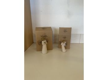 2 Pieces Of Demdaco Willow Tree In Original Boxes, Incl Angel Of Healing Figurine & Thinking Of You Ornament