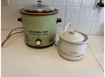 Vintage Crockery Chef Crock Pot Electric Slow Cooker And Rival Little Dipper