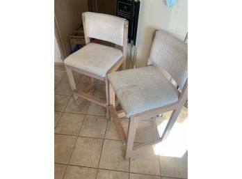 Pair Of White Bar Stools With Wheels