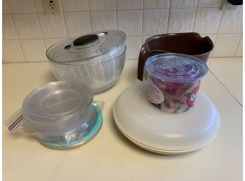 Salad Spinner, Mix And Grip Mixing Bowl And Plastic Plates