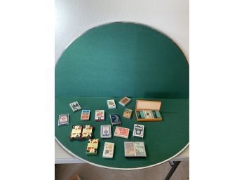 Poker Table Topper And Lot Of Vintage Playing Cards