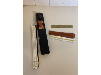 Nice Ruler Marked Iowa In Leather Case, Drawing Ruler With Multiple Equivalents