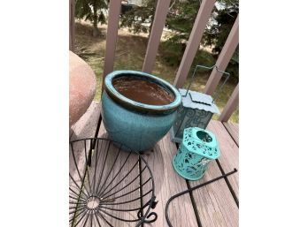 Smaller Outdoor Patio Pots, Small Outdoor Lanterns  And Embossed Charcoal Bucket