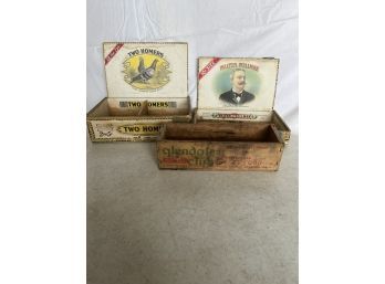 Two Cigar Boxes Two Homers & Water Wellman And Wood Cheese Box