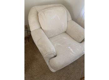 White Overstuffed Arm Chair