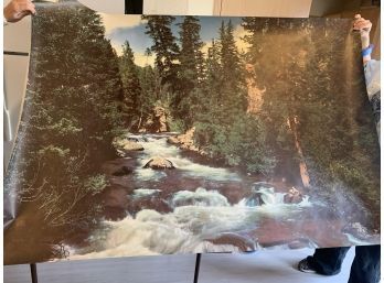 Two Large Vintage Landscape Murals  64x45 From The 60s Or 70s