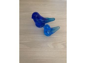 2 Smaller Glass Blue Birds