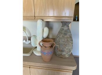 Southwestern Decor Incl 2 Large Vases/urns